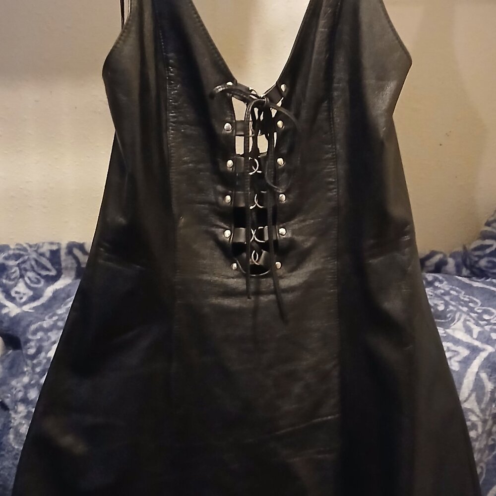 Leather halter dress